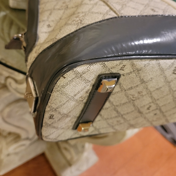 L.A.M.B. by Gwen Stefani Kingston Shadow Bowler Bag Leather Blue Stripe #427 - Picture 10 of 17